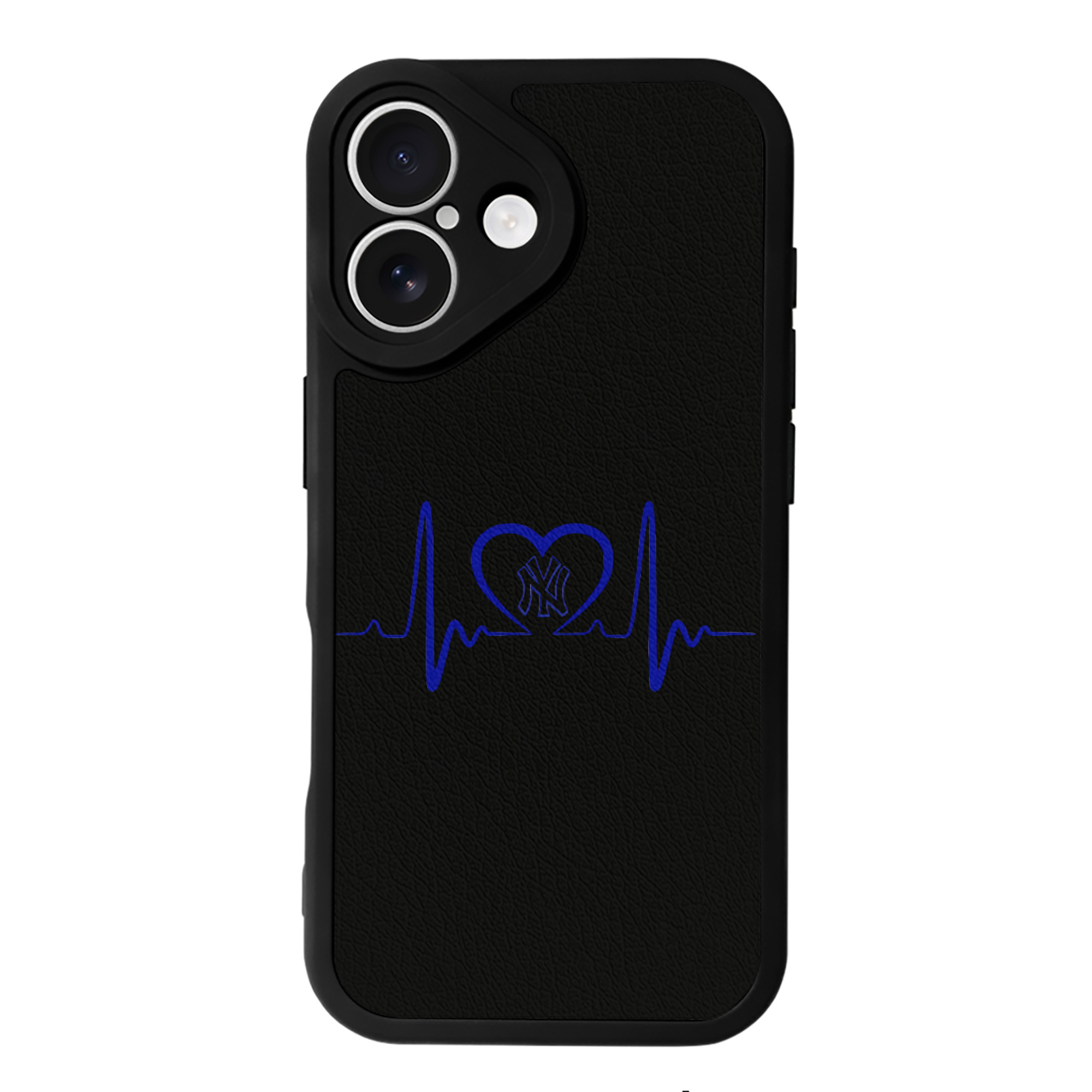 New York Yankees EKG Heart Line IPhone 16 Silicone Leather Case – UV Print, Lambskin Texture – Perfect Fit, Wireless Charging Compatible, Scratch Resistant, Precise Cutouts – Stylish Protection For IPhone 16